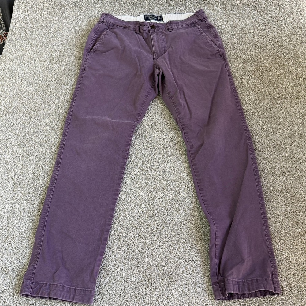Abercrombie & Fitch Pants Mens 30x30 Purple Chino Langdon Slim Stretch Casual